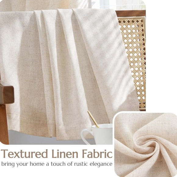 Linen Beige Curtains Panels Drapes, Each 50"W x 90"L, Light Filtering, 2 Panels - Picture 5 of 11